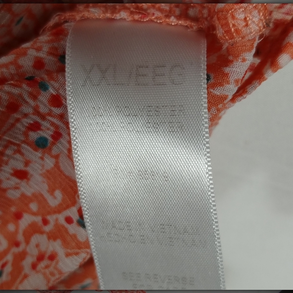 Fever Women's Orange Geometric Art Sleeveless Shark Bite Hem Top Plus Size XXL - Picture 3 of 11